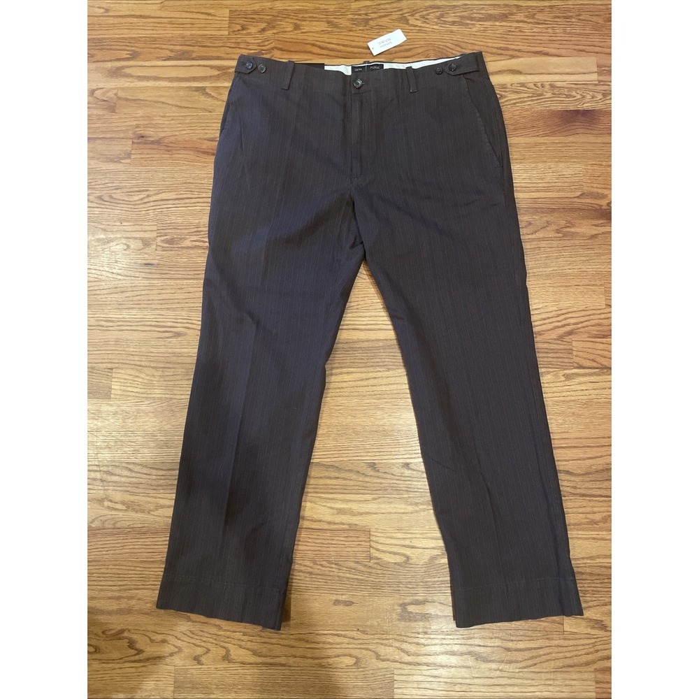 Banana Republic Mens Pants 38/32 Brown‎ Herringbone Pinstripe Cotton Chinos NWT